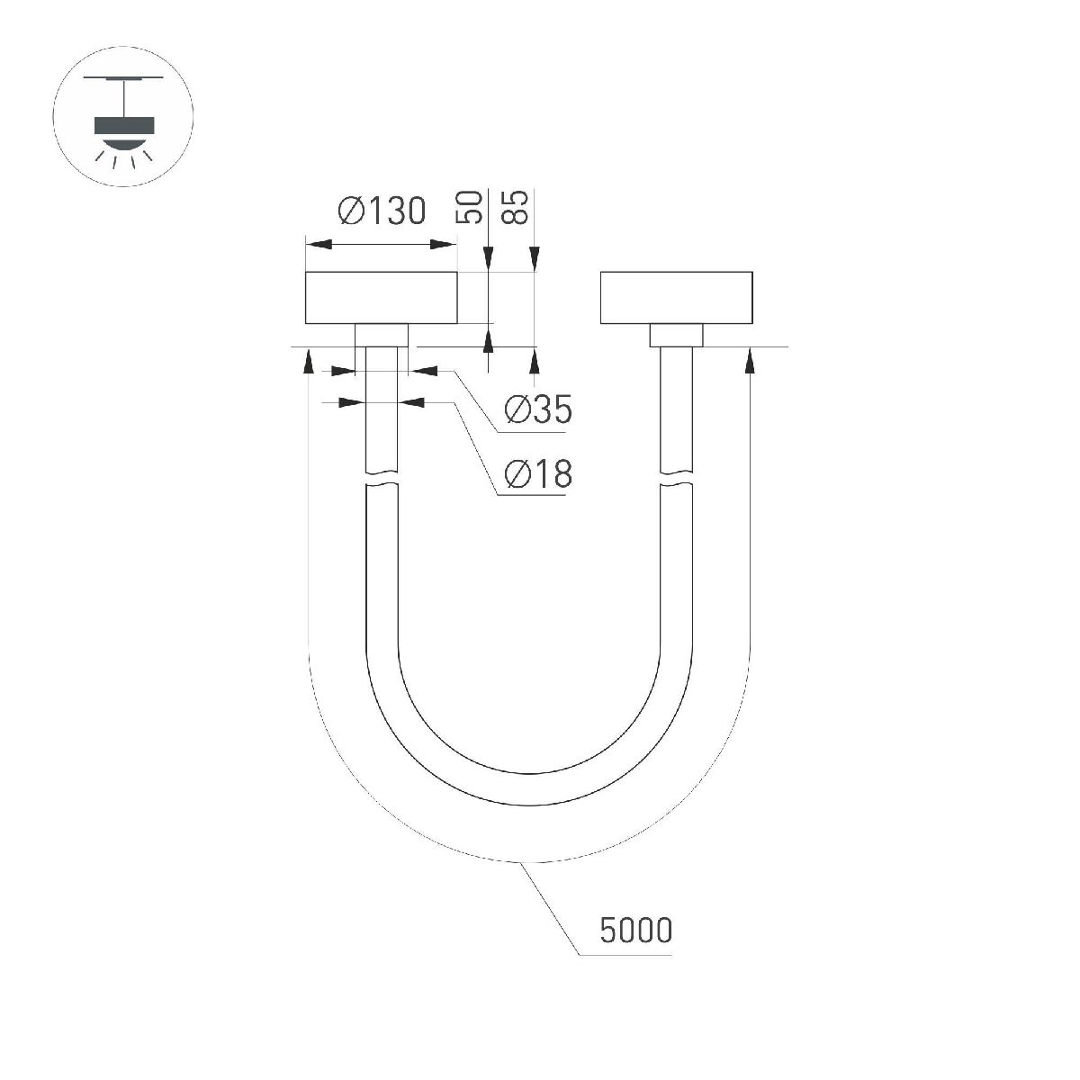 Подвесной светильник Arlight SP-TROPIC-SURFACE-R18-L5000-58W Day4000 (GD, 360 deg, 230V) 043398