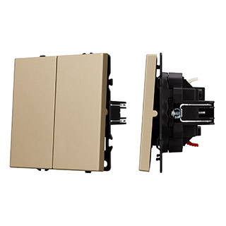 Механизм выключателя двухклавишный перекрёстный Arlight SWT-NOBE-MKX2-SFPL-GD (230V, 10A) (Золотой песок) 061792