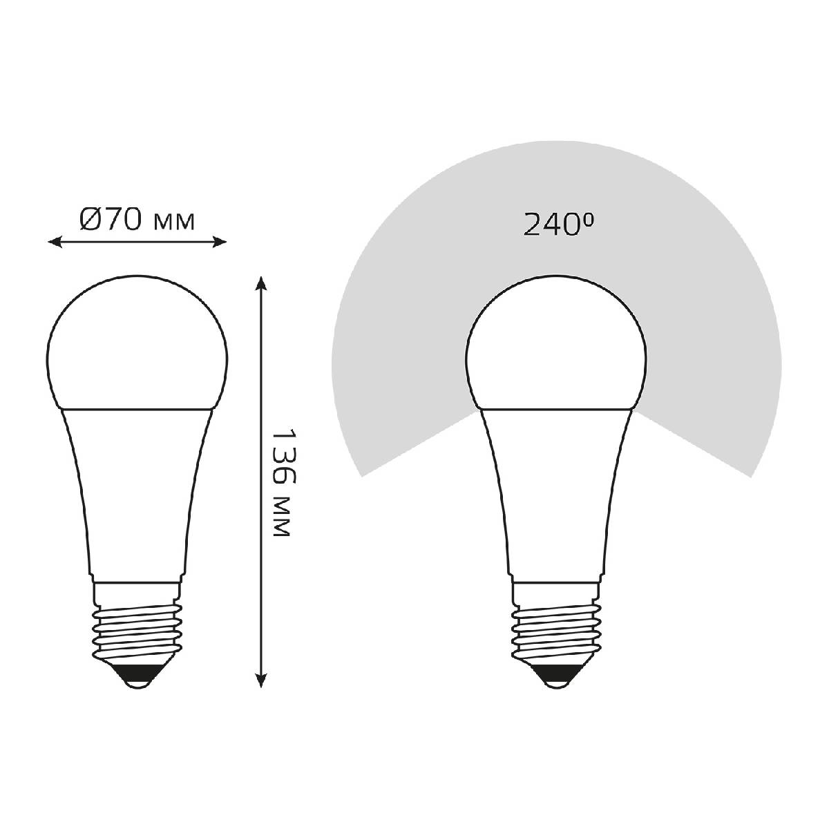 Лампа светодиодная Gauss E27 25W 6500K груша матовая 73235