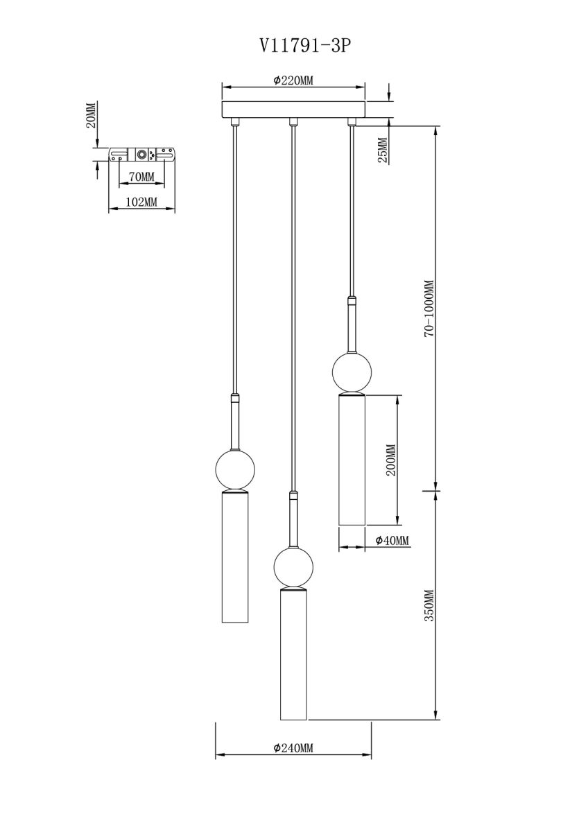 Подвесной светильник Moderli Illis V11791-3P