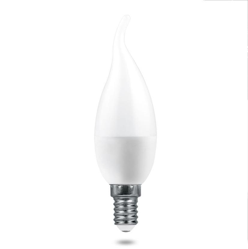 Лампа светодиодная Feron E14 6W 4000K свеча на ветру матовая LB-1306 38048