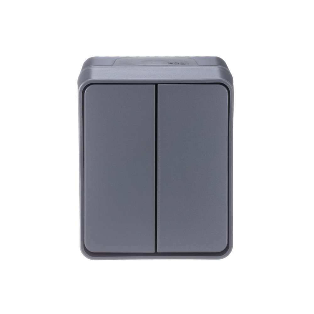 Выключатель 2-клавишный Systeme Electric AtlasDesign Profi54 Наруж Антрацит ATN544051