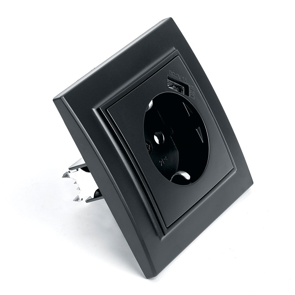 Розетка 1-местная с USB Stekker PST16-9011-03 с защитной шторкой 39480