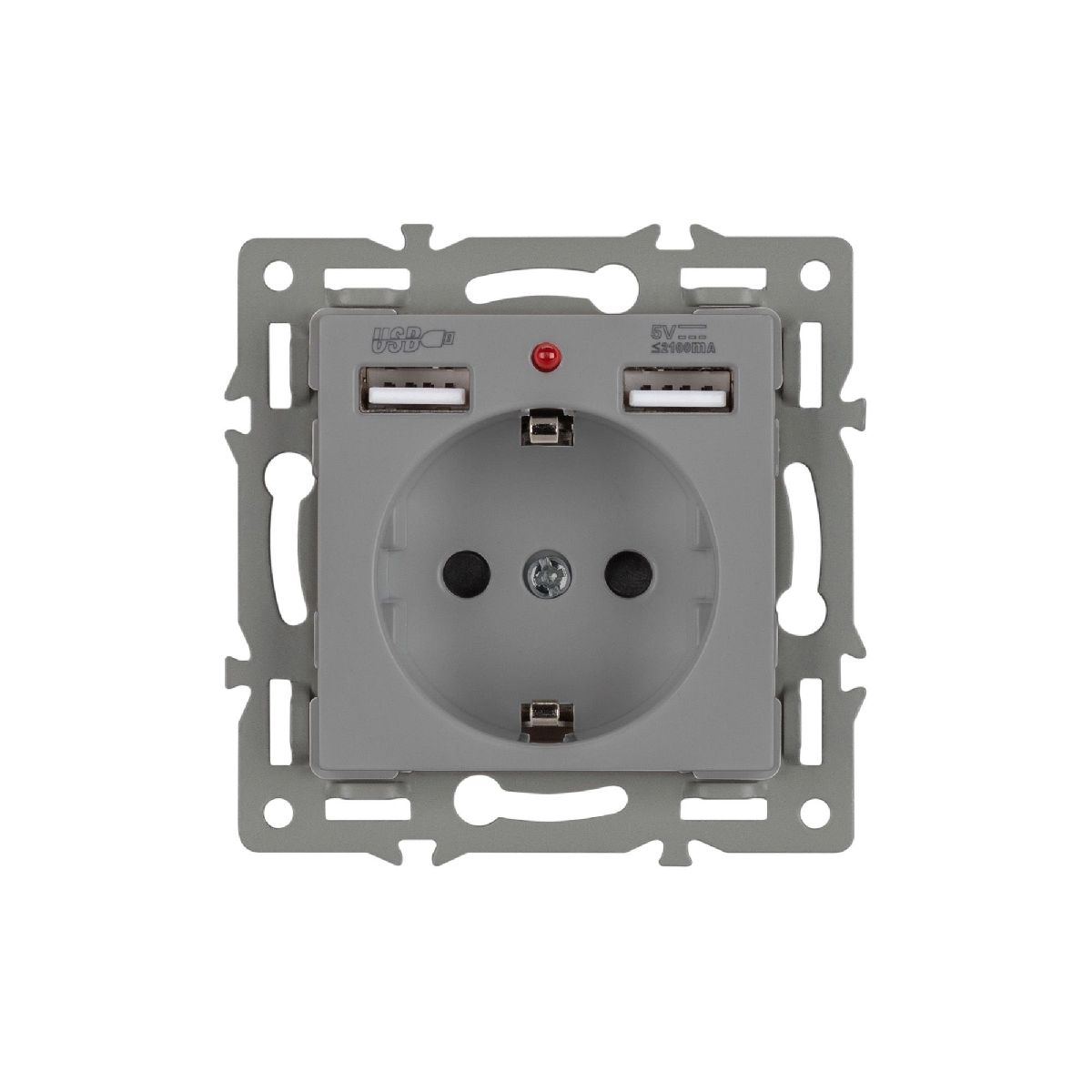 Механизм розетки с USB зарядкой Arlight SCT-MUAA-PL-GR (250V, 16A) 043735