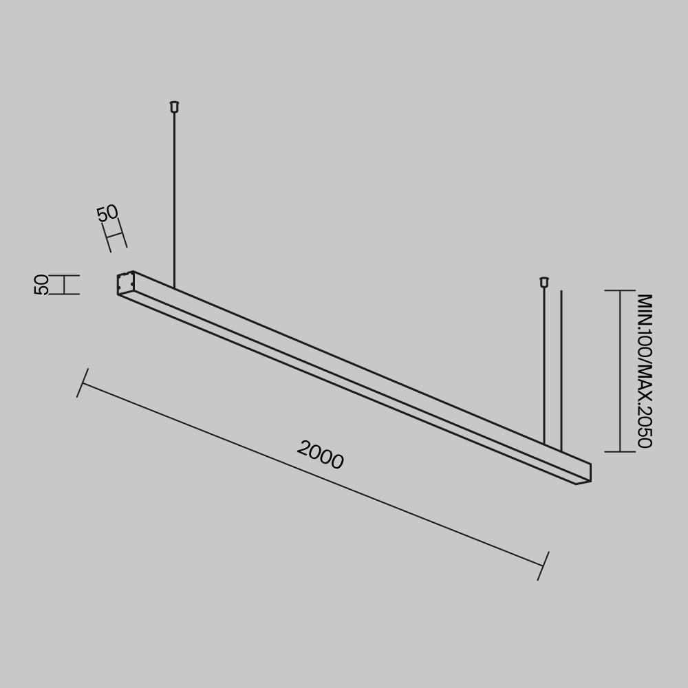 Линейный подвесной светильник Maytoni Technical 4000K 50x50 (Черный, 2 м) LL312032