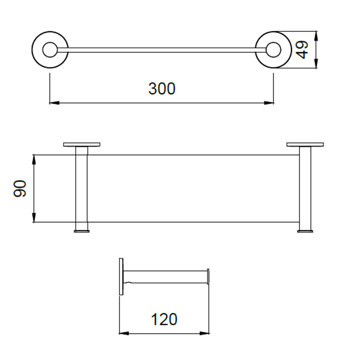 Almar Полка 30x12см, цвет: черный/оружейный металл брашированный PVD
