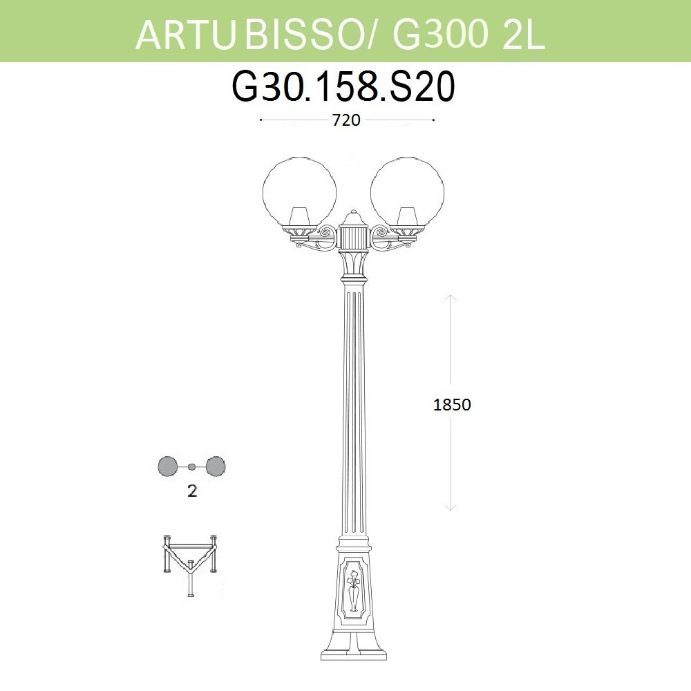 Уличный фонарь Fumagalli Artu Bisso/G300 2L G30.158.S20.BXE27
