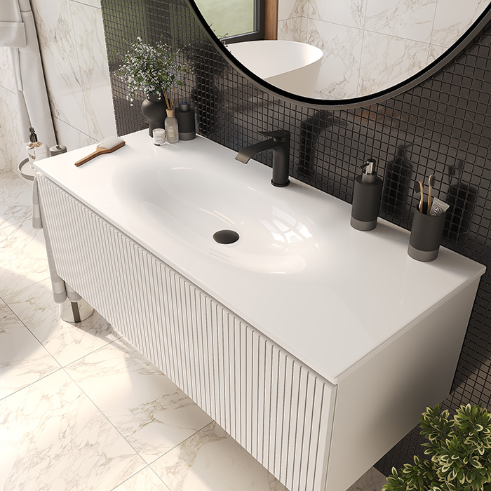 TW Shape комплект подвесной мебели 120х50см, с раковиной, с 1 выдвиж. ящиком с механизмом push-to-open, цвет: белый матовый RAL9003