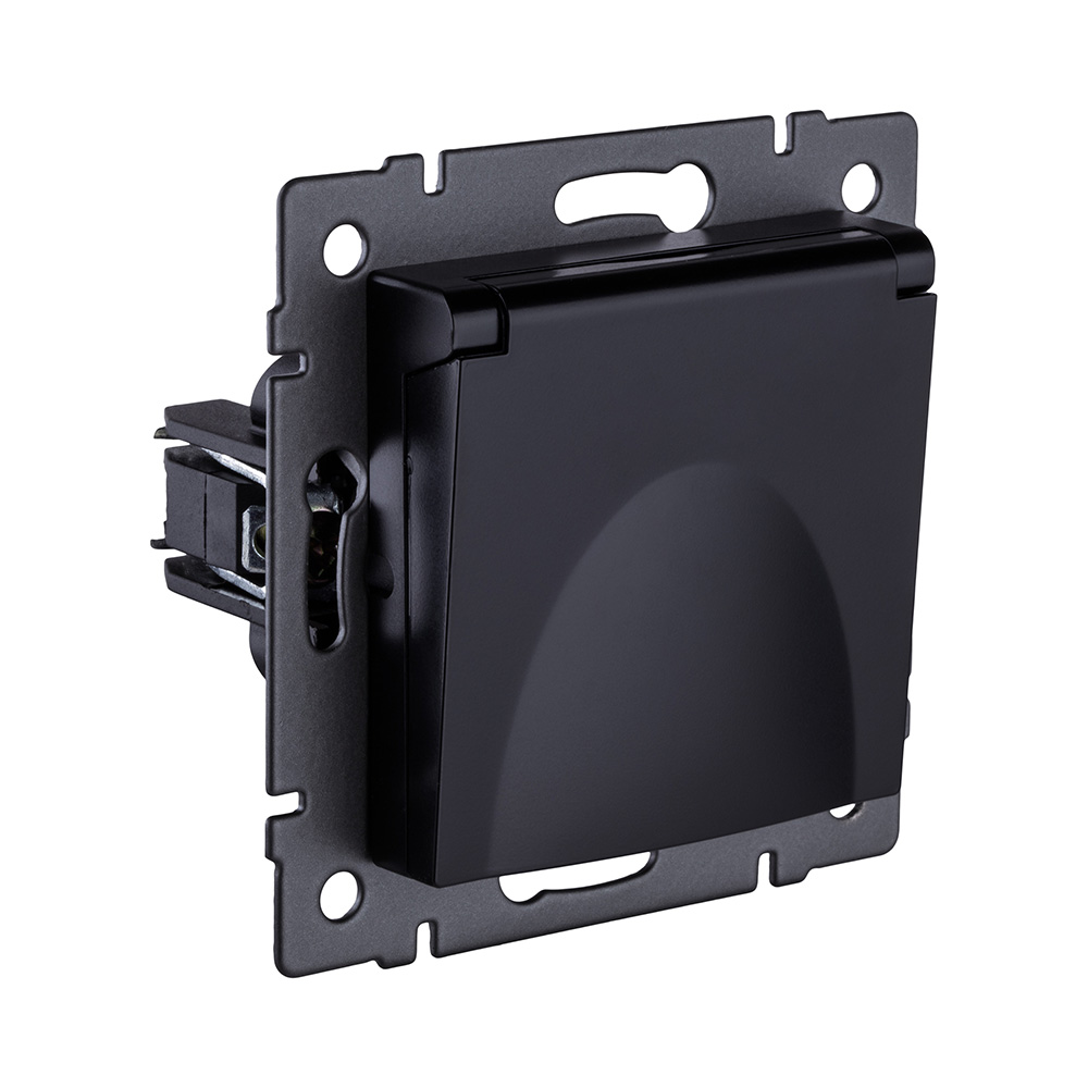 Розетка штепсельная SCHUKO 16A/250 В с крышкой, черный Kollinger REA-006BK для Aspekt, Eleganz, Reflex
