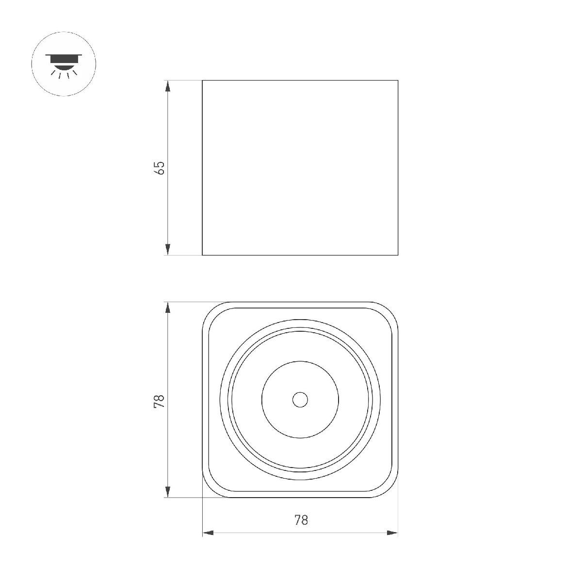Накладной светильник Arlight SP-DICE-S78x78-10W Warm3000 (BK, 24 deg, 230V) 046632