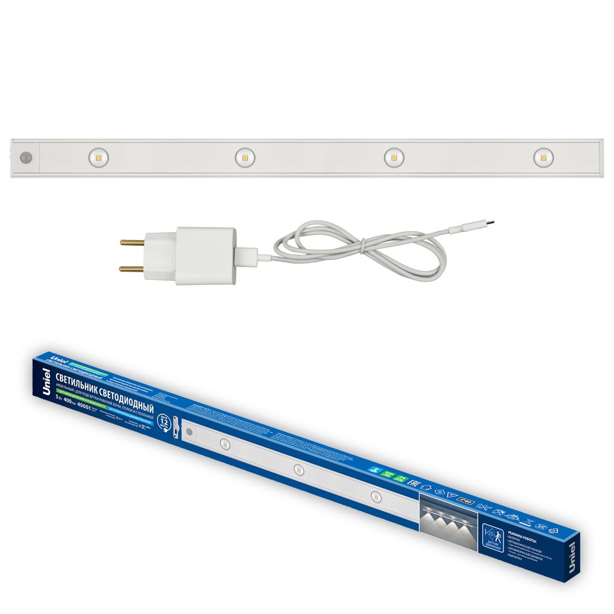 Мебельный светильник Uniel ULI-F50-5W/4000K SENSOR IP40 WHITE UL-00011956