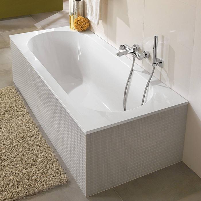 Villeroy&Boch Oberon Ванна 180х80х47см., встраиваемая, ножки, для удлиненного слива-перелива, Quaryl, цвет: альпийский белый