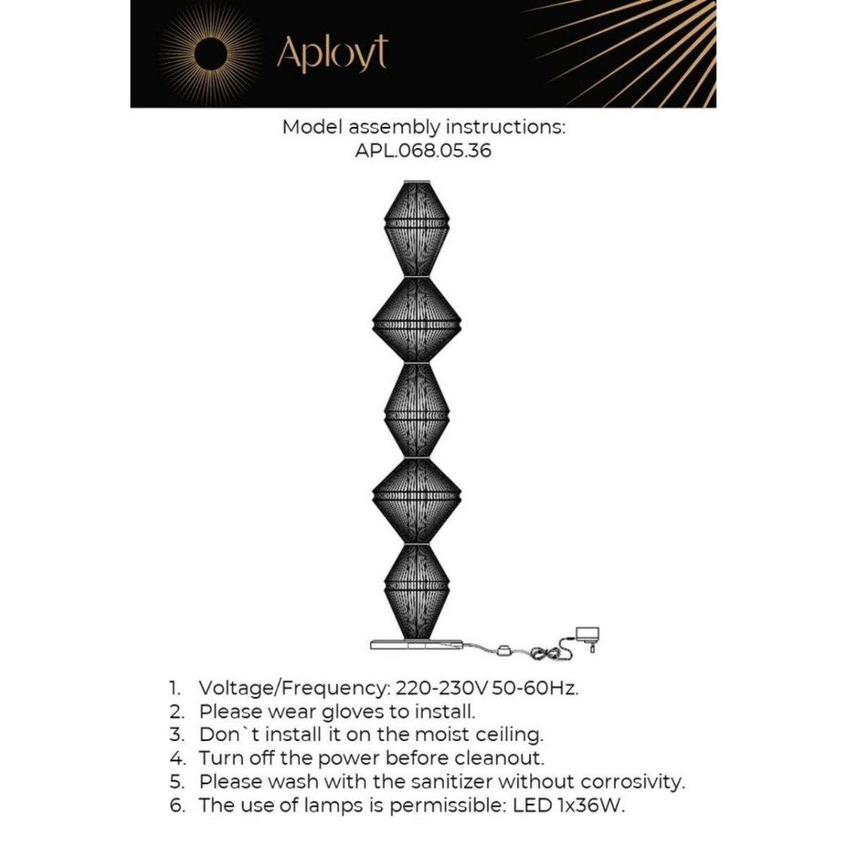 Торшер Aployt Dzhakket APL.068.05.36