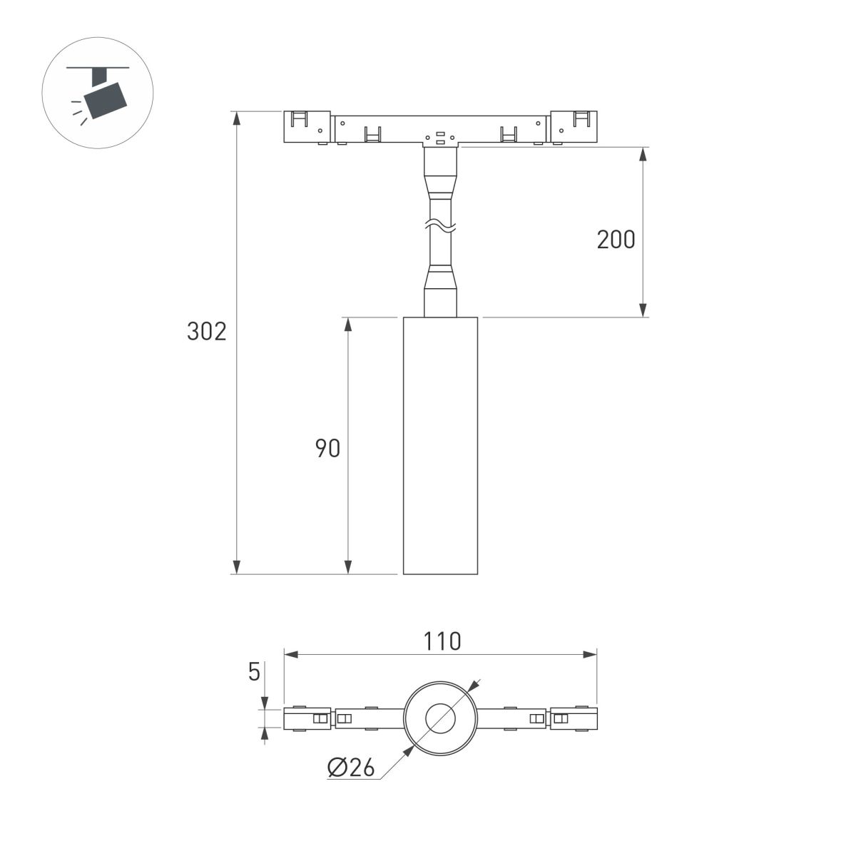 Трековый магнитный светильник Arlight MAG-MICROCOSM-SPOT-FLEX-R26-5W Day4000 (WH, 24 deg, 24V) (IP20 Металл) 051839