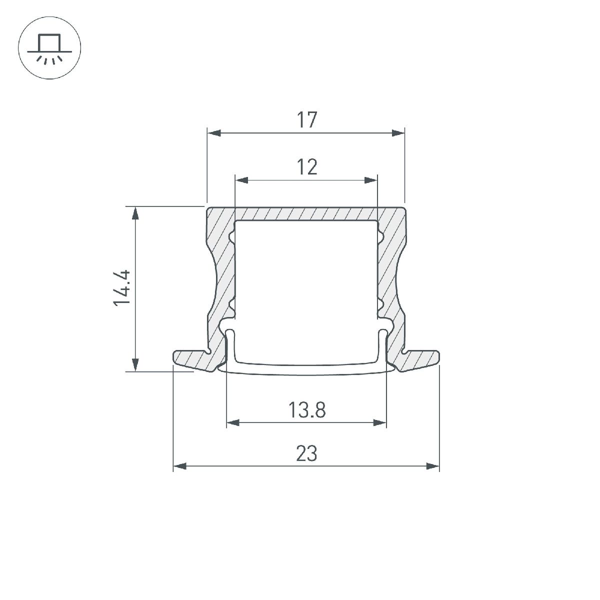 Алюминиевый профиль Arlight LINE-2315-F-2000 ANOD BLACK 044278