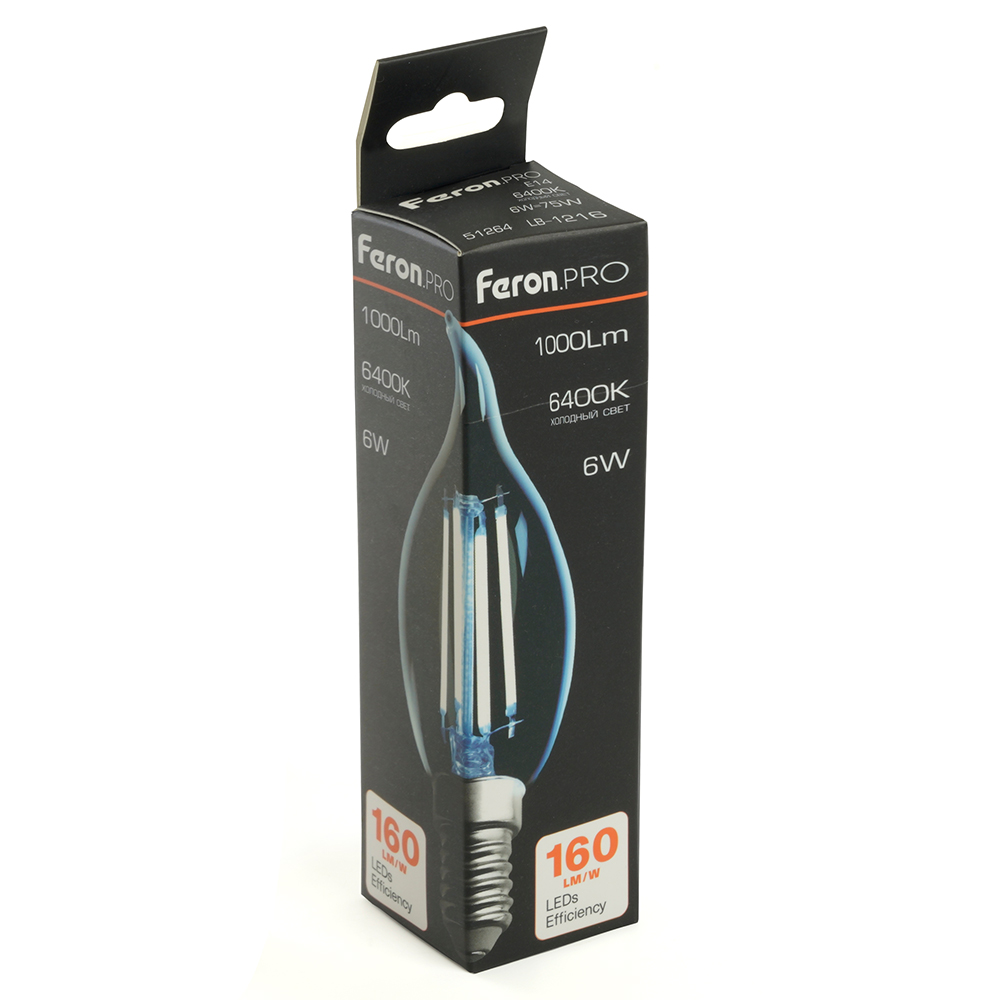 Лампа светодиодная Feron LB-1216 E14 6W 6400K 51264