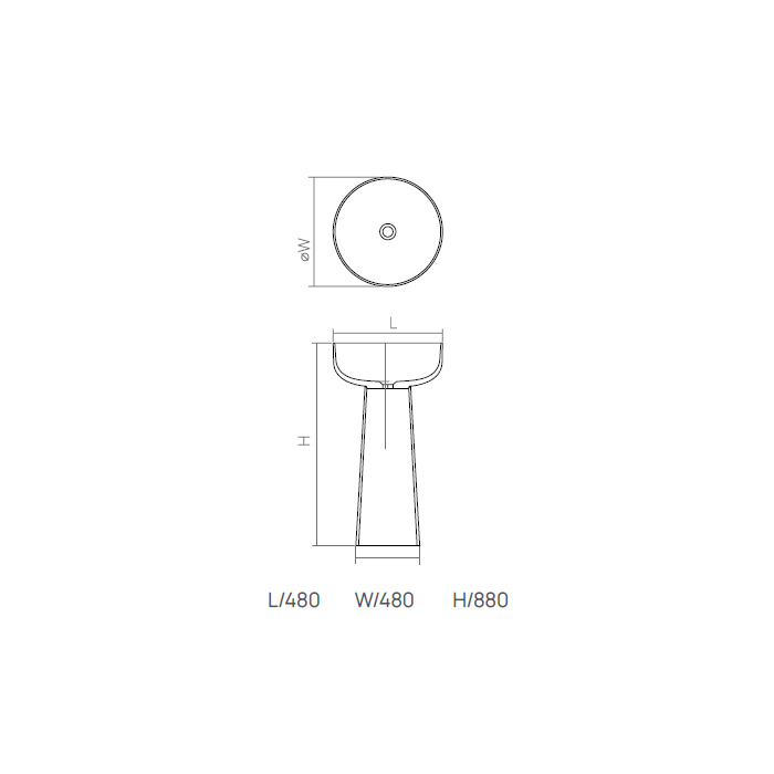 Dea Design Pedestal Basin Раковина 48х48х88см., напольная, без отв., Glasstech, прозрачная смола, цвет: Smoky Black R4