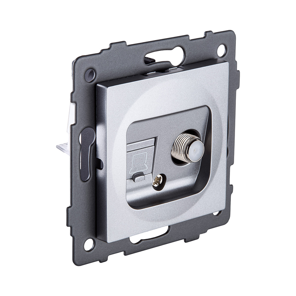 Розетка двойная спутниковая SAT + RJ45 Cat.6, серый Kollinger REA-022GY для Aspekt, Eleganz, Reflex