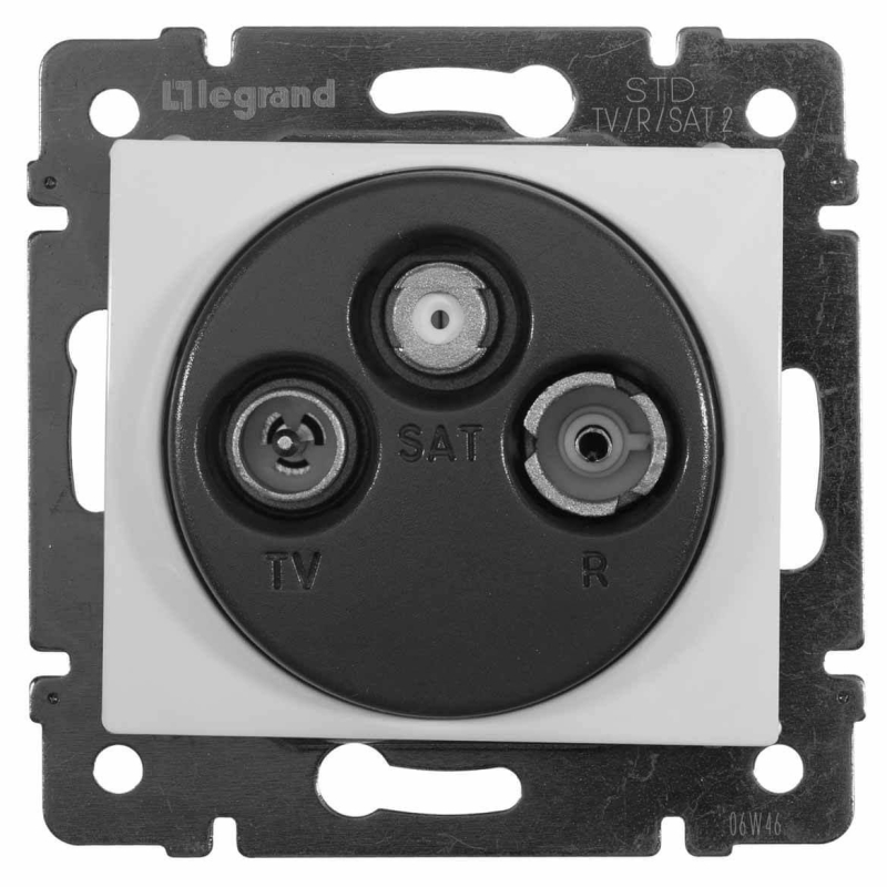 Розетка TV-FM-SAT проходная Legrand Valena белая 774437