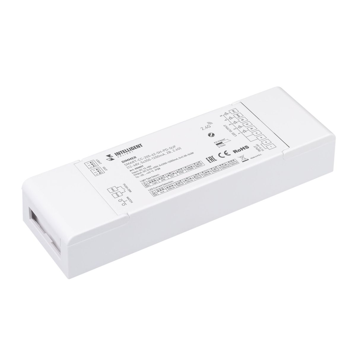 Диммер Arlight SMART-CC-205-62-SH-PD-SUF (12-48V, 5x350-1200mA, ZB, 2.4G) 050857