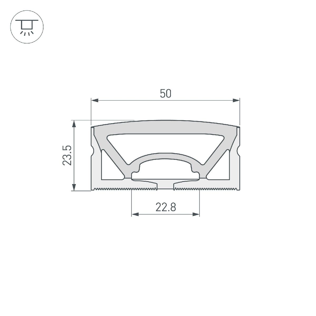 Силиконовый профиль Arlight WPH-FLEX-5025-TOP-S23-10m WHITE 050136
