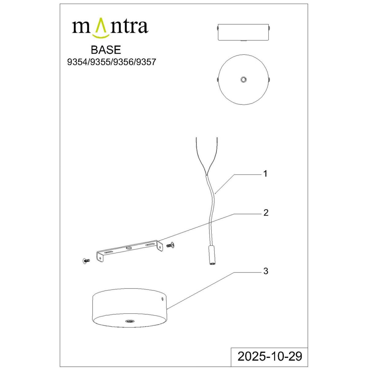 Основание потолочное 1L Mantra Modular Light Florones 9355