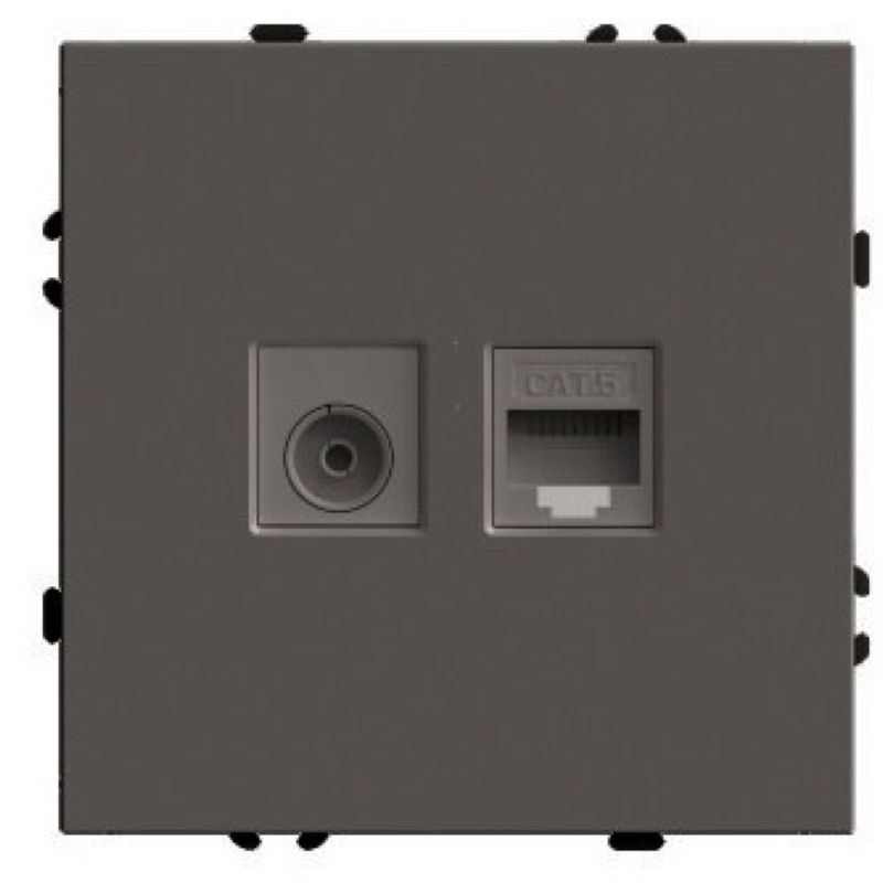 Розетка TV + компьютерная RJ-45 (механизм) Stekker Эмили RST00-5106-09 антрацит soft touch 49924