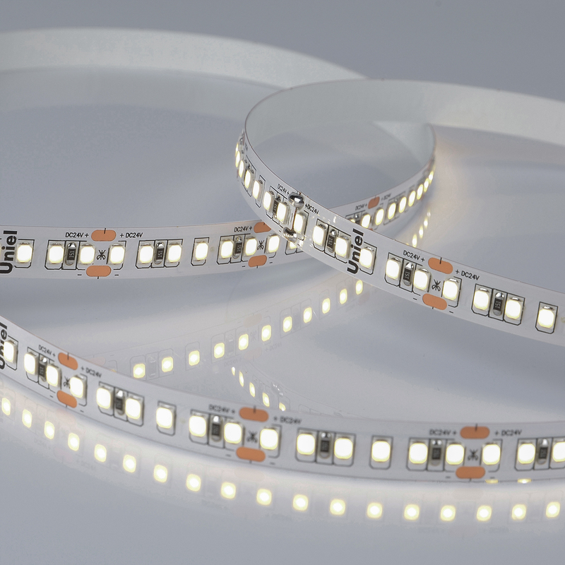 Светодиодная лента Uniel ULS-2835-168LED/m-10mm-IP20-DC24V-14W/m-5M-4000K катушка в герметичной упаковке