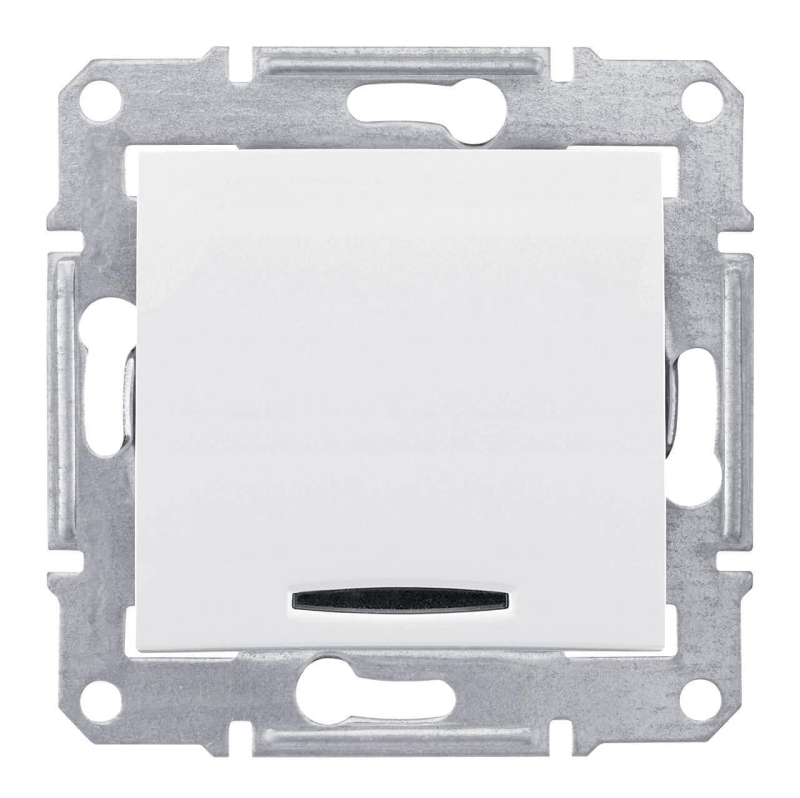 Выключатель одноклавишный 2P с красной подсветкой Schneider Electric Sedna 16A 250V SDN0201221