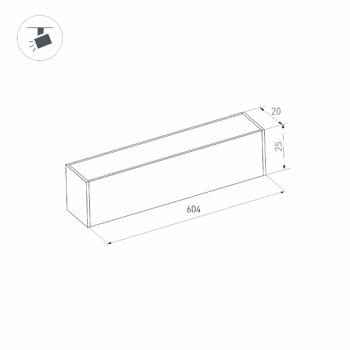 Трековый магнитный светильник Arlight MAG-FLAT-25-L600-18W Warm3000 (BK, 100 deg, 24V, DALI) 046335