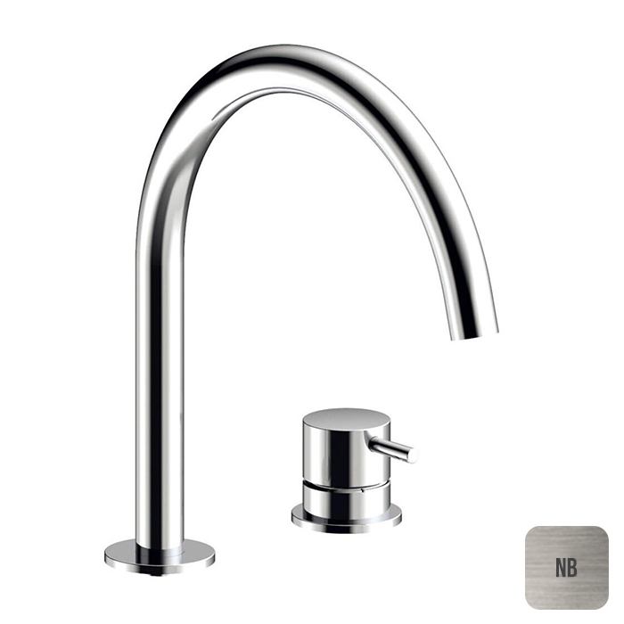 Almar Mixers Смеситель для раковины, 2 отв., без донного клапана, цвет: никель брашированный