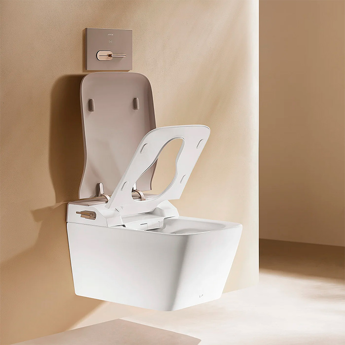 Arrow Glacier Унитаз Smart с функцией биде, 41x60см, подвесной, безободковый, клавиша смыва, EU, цвет: белый / бежевый