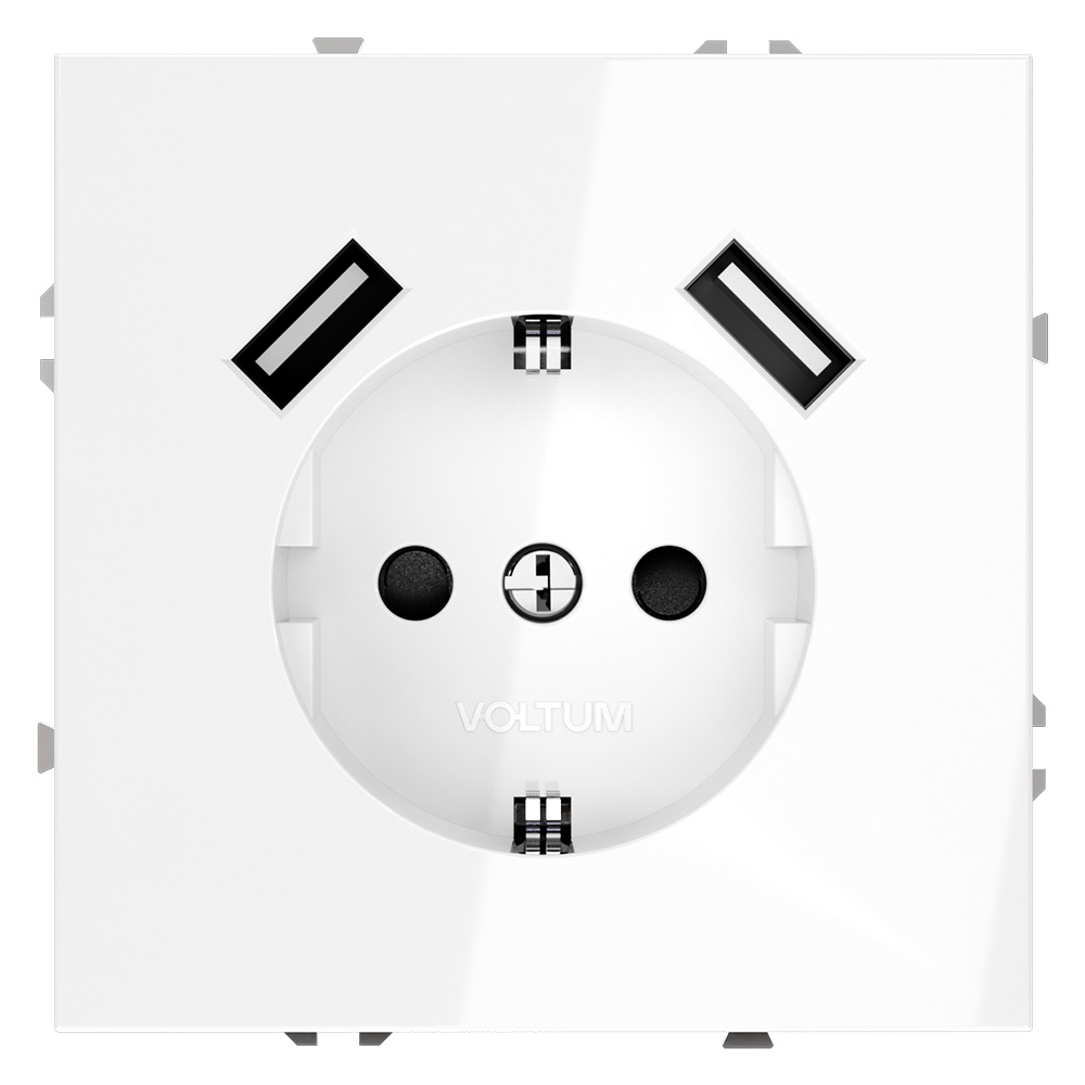 Розетка с USB, А+А Voltum S70 VLS040401 (белый глянцевы