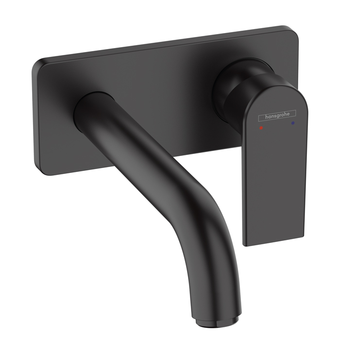 Hansgrohe Vernis Shap Смеситель для раковины, настенный, излив 204 мм, внешняя часть, цвет: матовый черный
