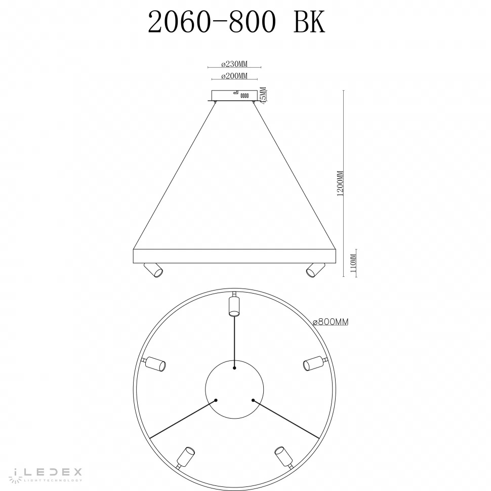 Подвесная люстра iLedex Vision 2060-D800 BK