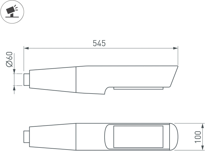 Уличный светильник Arlight OXOR-NOXT(with bracket)-545x100-35W Day4000 (BK, 120 deg, 230V) IP65 052477
