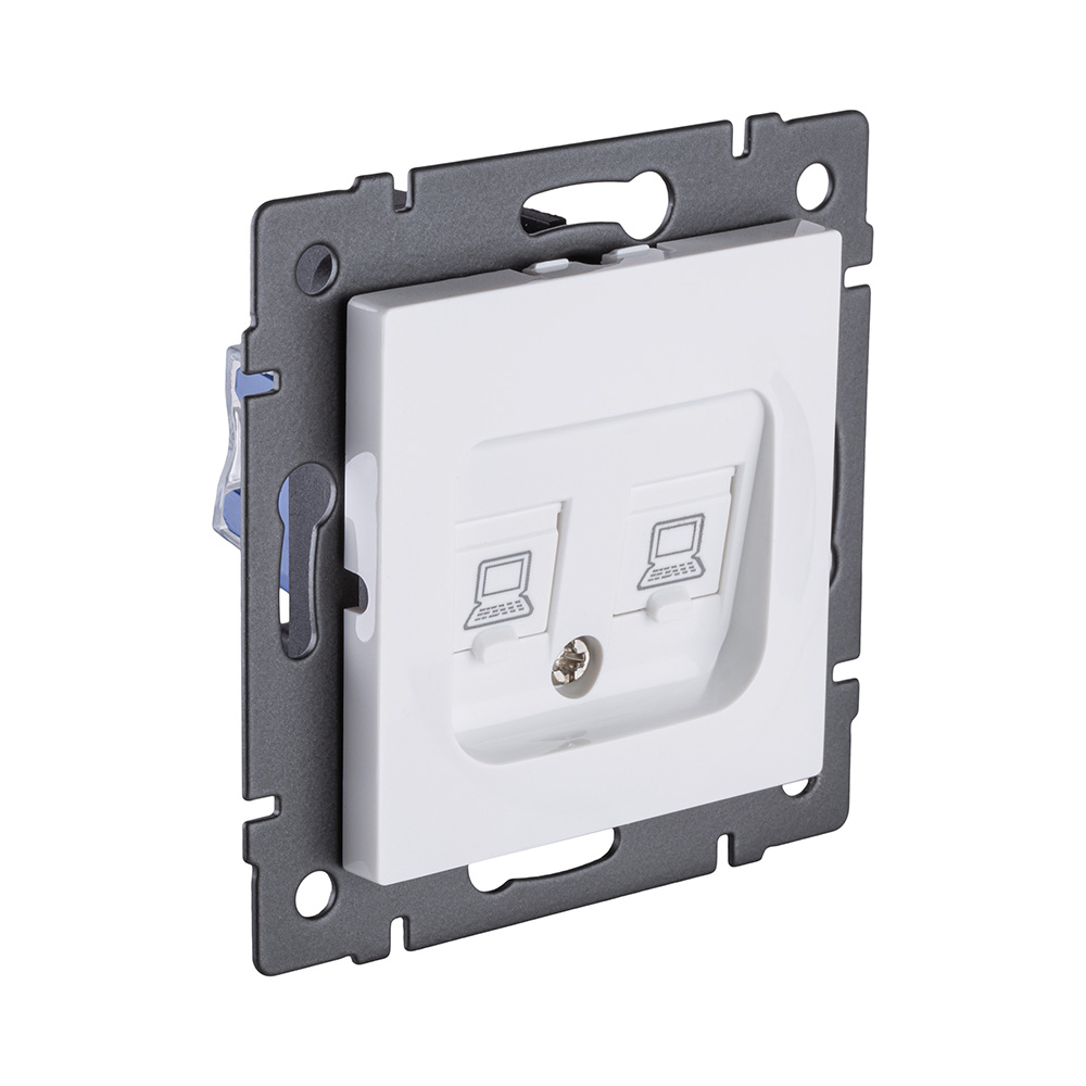 Розетка двойная Ethernet RJ45 Cat.5, белый Kollinger REA-015WH для Aspekt, Eleganz, Reflex