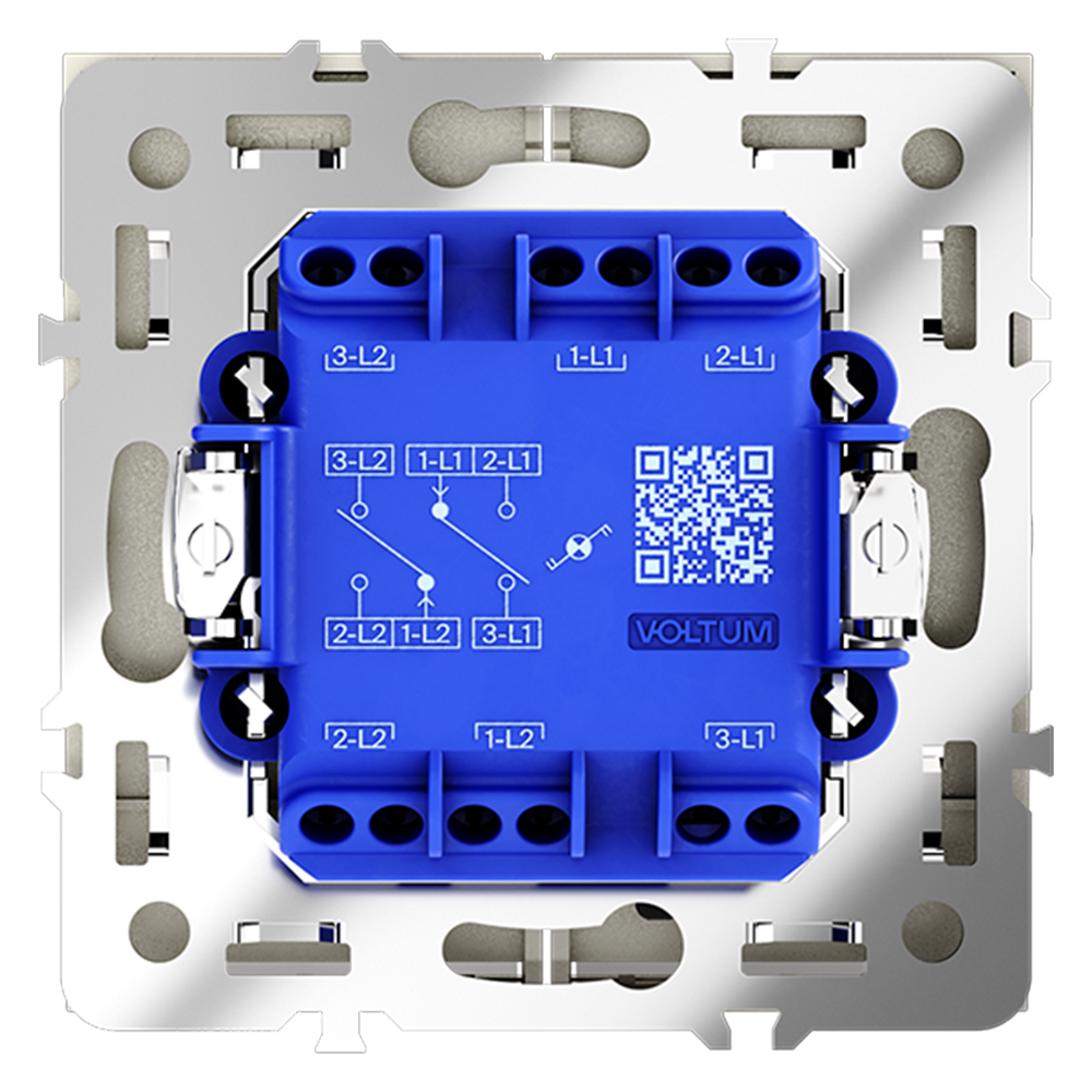 Проходной переключатель двухклавишный с подсветкой Voltum S70 VLS020405 (сталь)