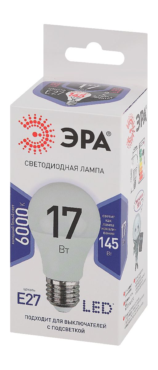 Лампа светодиодная Эра E27 17W 6000K LED A60-17W-860-E27 Б0031701