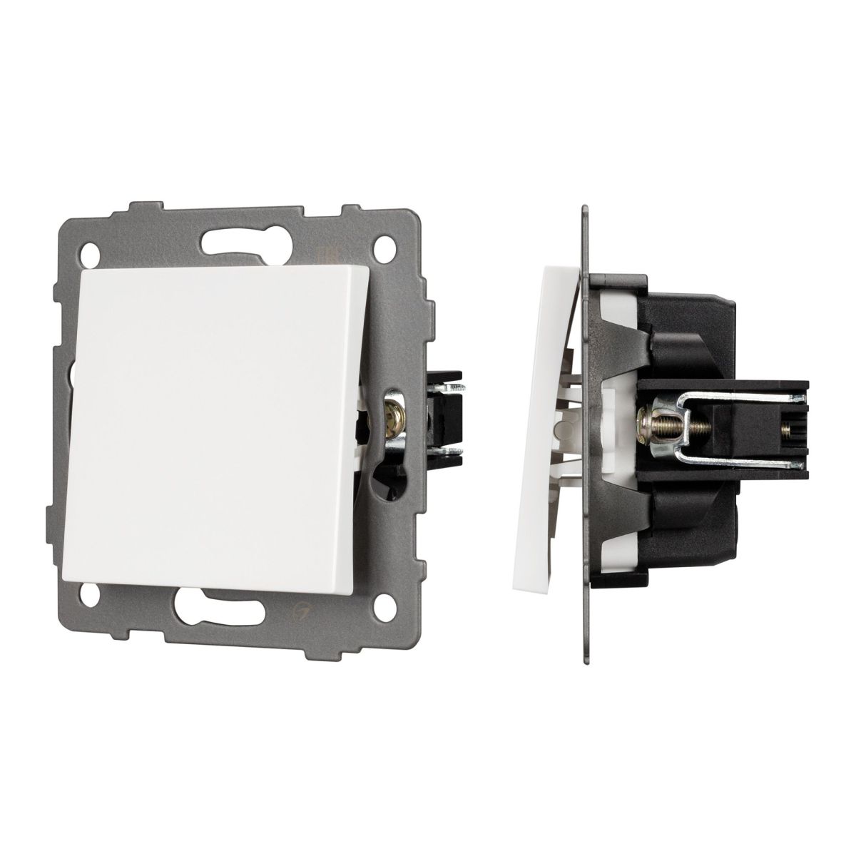 Механизм выключателя одноклавишный непроходной Arlight SWT-MK01-PL-WH-V (250V, 10A) 049867