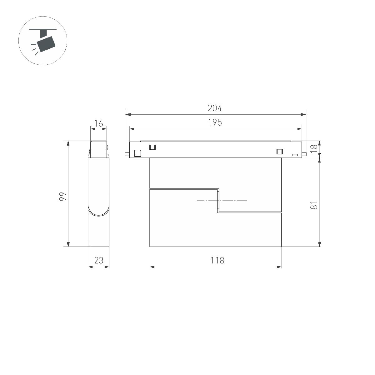 Трековый трехфазный светильник Arlight MAG-ORIENT-FLAT-FOLD-S195-6W Warm3000 WH, 80 deg, 48V 035854(1)