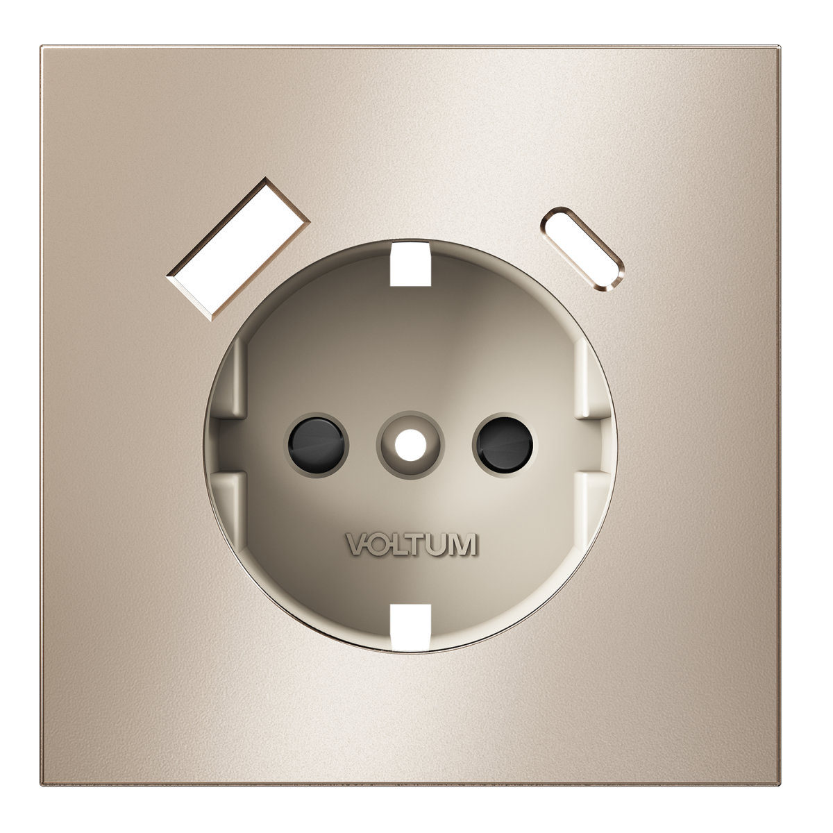 Накладка для розетки с заземлением и защитными шторками с USB A+C S70 Metal (платина) Voltum VLSM001010