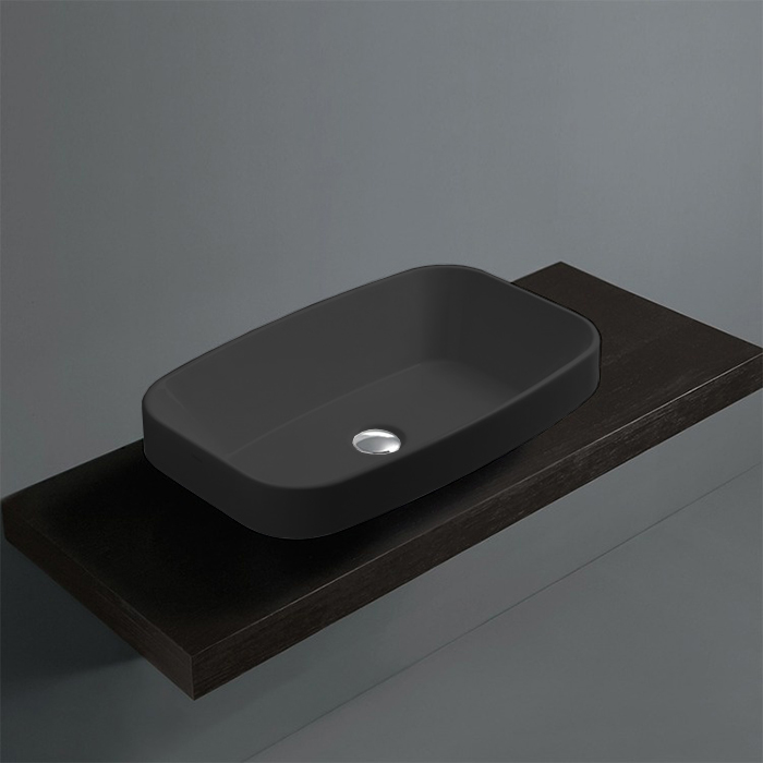 Simas Baden Baden Раковина накладная 60х38 см, без отв. для смесителя, цвет: nero matt