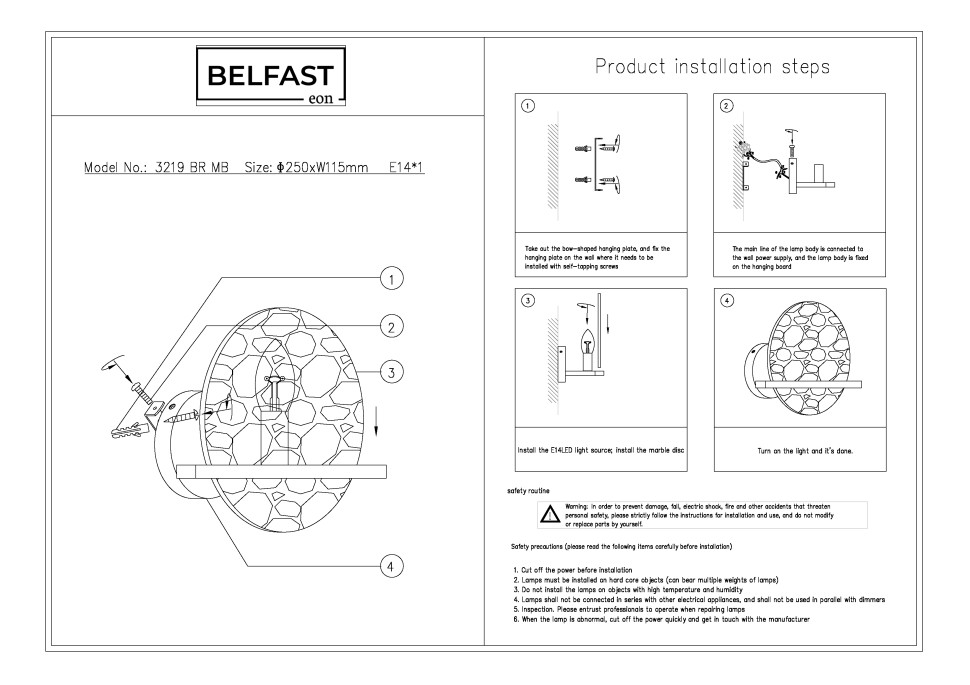 Настенный светильник Belfast Ravenhill 3219 BR MB