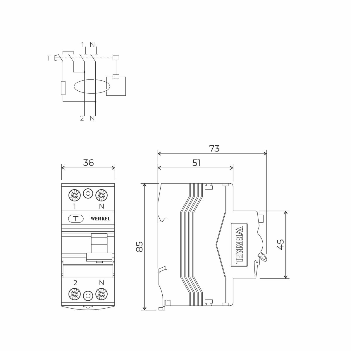 Устройство защитного отключения 1P+N 25 A 30 mА АС 6 kА Werkel W912P256 4690389193088 a062442