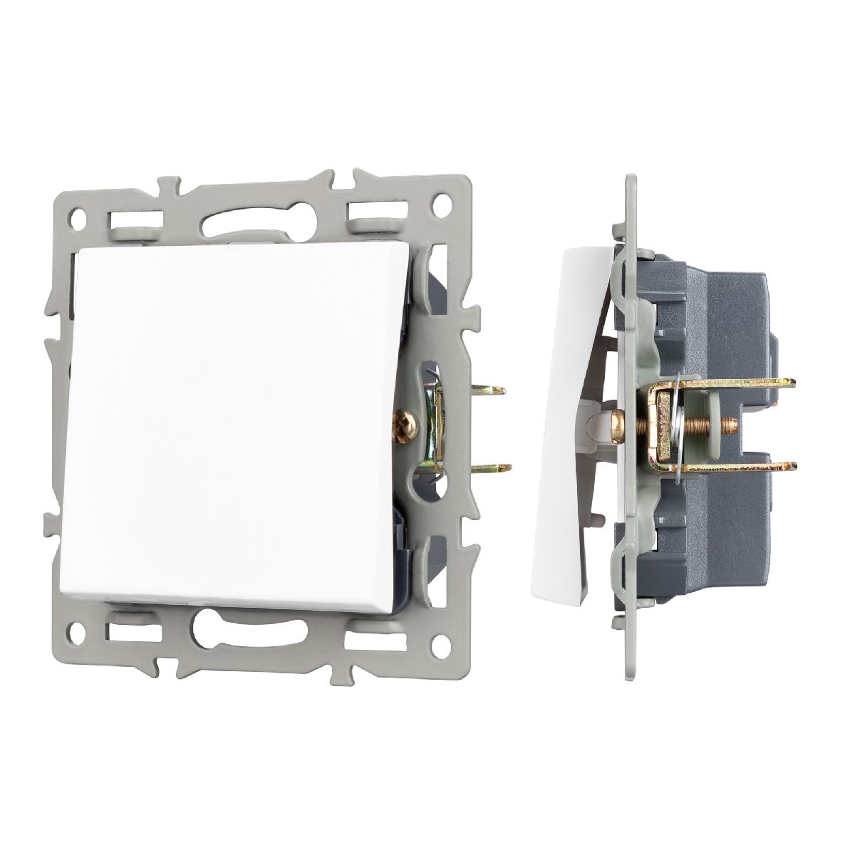 Механизм выключателя одноклавишный проходной Arlight SWT-MKP1-PL-WH (250V, 16A) 043714