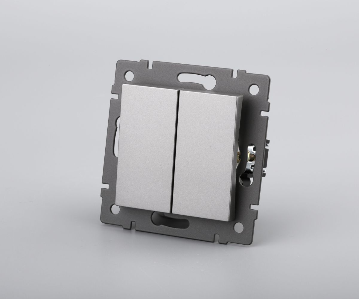 Механизм выключателя двухклавишный самовозвратный Arlight SWT-MKR2-PL-GR-V (250V, 10A) 049885