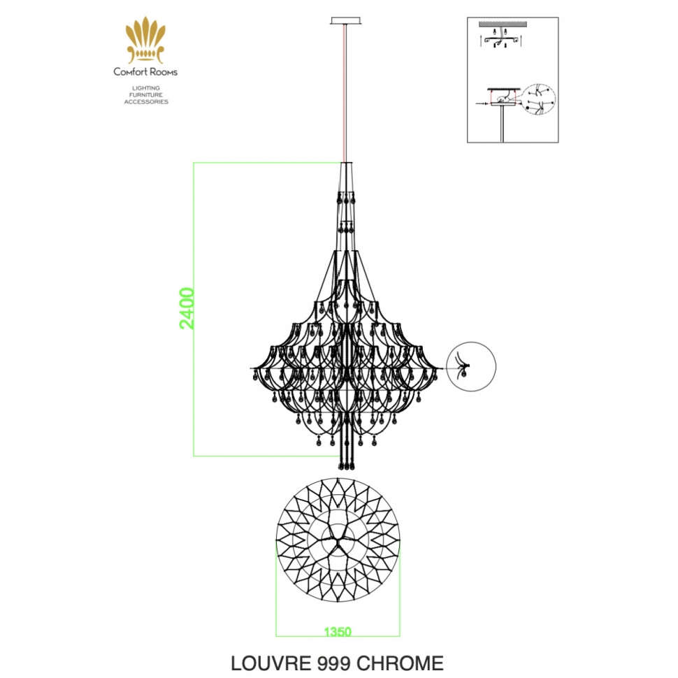 Подвесной светильник Ilamp Louvre 999 CHROME