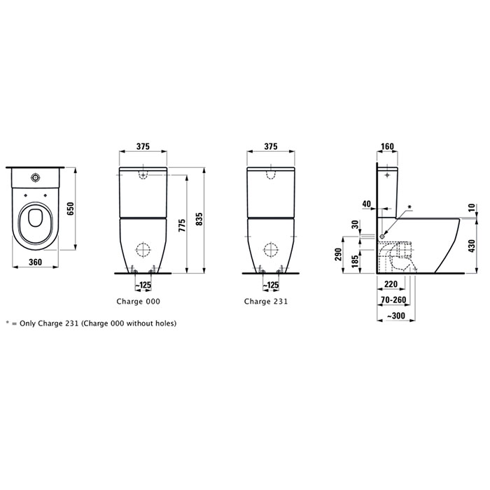 Laufen Pro Унитаз моноблок, приставной 36х65х44см., слив универсальный, подвод снизу, цвет: белый