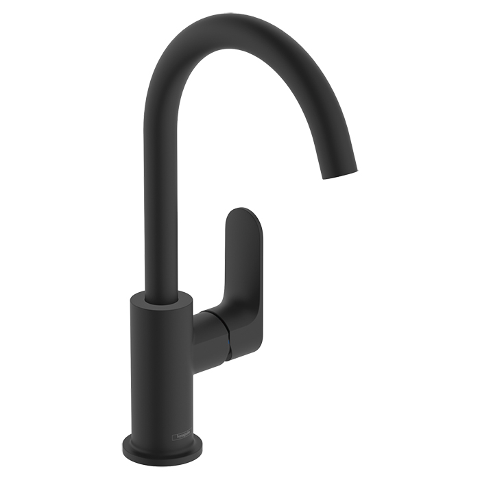 Hansgrohe Rebris S Смеситель для раковины 210, на 1 отв., с поворотным изливом, с донным клапаном, цвет: черный матовый